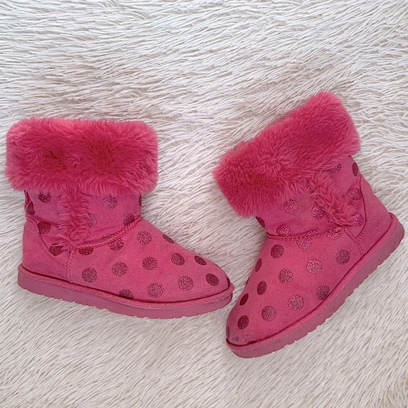 Other - Pink Faux Fur Glitter Boots • Size 12